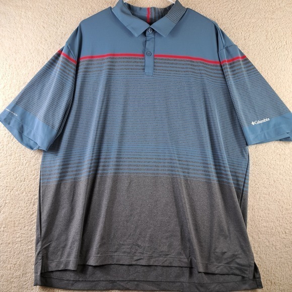 Columbia Other - Columbia Polo Shirt Men's 2XL Omni Shade Wicking SS Golf Fish Striped